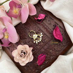 Vriksham Heritage Kundan Nath with Pearl Danglers Kundan Jadau Septum Ring-White-J3925