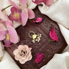 Vriksham Heritage Kundan Nath with Pearl Danglers Kundan Jadau Septum Ring-White-J3925