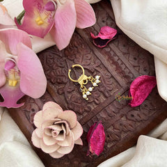 Vriksham Pear Shape  Gold-Toned kundan Jadau With White Green Septum Ring-J3888