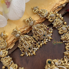 Vriksham Elegant Lakshmi AD Stone Short Neckpiece-Gold Bead-G17840