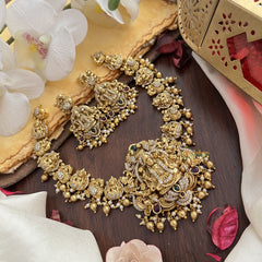 Vriksham Elegant Lakshmi AD Stone Short Neckpiece-Gold Bead-G17840