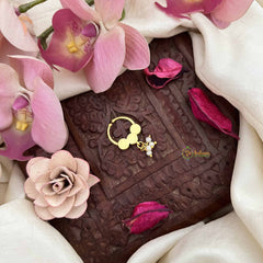 Vriksham Three Dot With Pearl Danglers Kundan Jadau Septum Ring-Red White & Green-J3929