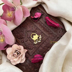 Vriksham  Antique Floral Style Gold-Toned Kundan Jadau Septum Ring-Red White-J3920