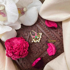 Vriksham Indian Bridal  Leaf Style Green Red Kundan Jadau Septum Ring-J4089