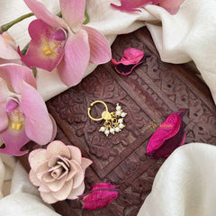 Vriksham  Pear Drop Style Gold-Toned Kundan Jadau Septum Ring-Red-J3921