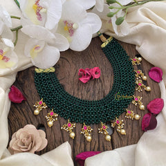 Vriksham Jadau Kundan Green Bead Choker-J2611