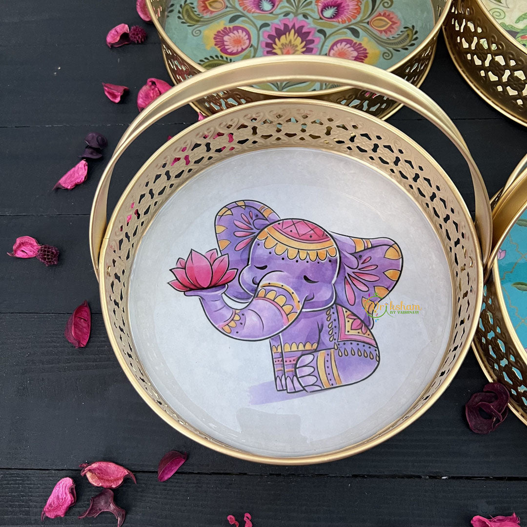 Vriksham Golden Pichwai Basket-Set Of 4-RG267