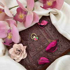 Vriksham Duck Style Gold-Toned Kundan Jadau With Red White & Green Septum Ring-J3902