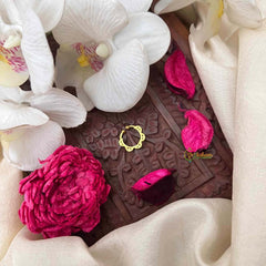 Vriksham Ethnic Gold-Plated Flower Style Septum Ring- Red White-G21467