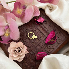 Vriksham Trio Shape  Gold-Toned Kundan Jadau With White Red Septum Ring-J3890