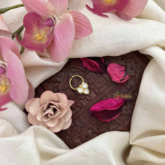 Vriksham Leaf Style Gold-Toned Kundan Jadau With White Septum Ring-J3905