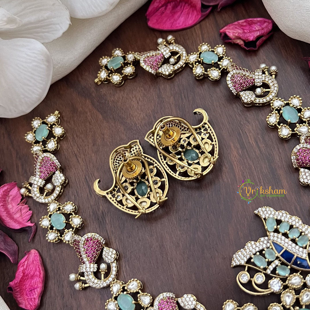 Vriksham Multicolor Victorian Diamond Short Neckpiece-VV1972