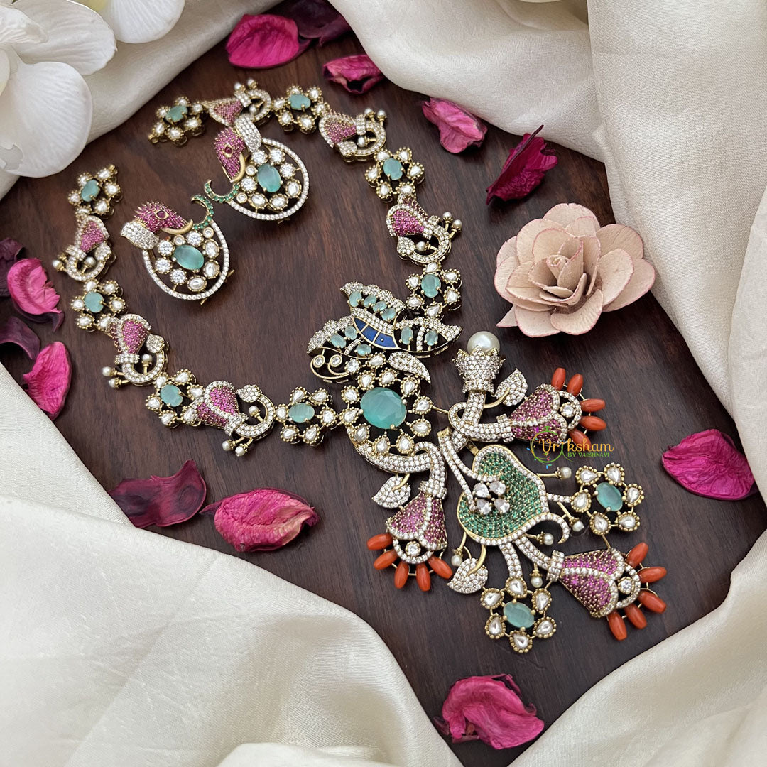 Vriksham Multicolor Victorian Diamond Short Neckpiece-VV1972