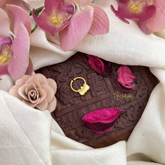 Vriksham Lotus Style Gold-Toned Kundan Jadau With White Green Septum Ring-J3908