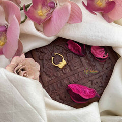 Vriksham Lotus Style Gold-Toned Kundan Jadau With White Red Septum Ring-J3907