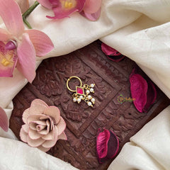 Vriksham Ruby Center With Pearl Clusters Gold-Toned Kundan Jadau Septum Ring-J3917