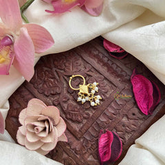 Vriksham Ruby Center With Pearl Clusters Gold-Toned Kundan Jadau Septum Ring-J3917