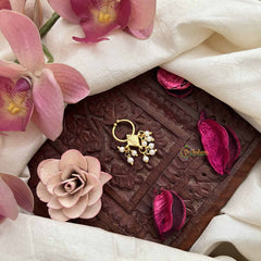 Vriksham Emerald Center With Pearl Clusters Gold-Toned Kundan Jadau Septum Ring-J3918