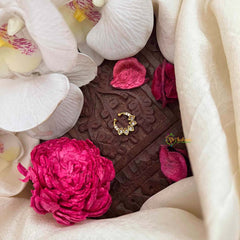 Vriksham Classic 5 Leaf Gold-Plated Flower Style Septum Ring-White-G21477