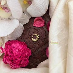 Vriksham Classic 5 Leaf Gold-Plated Flower Style Septum Ring-White-G21477