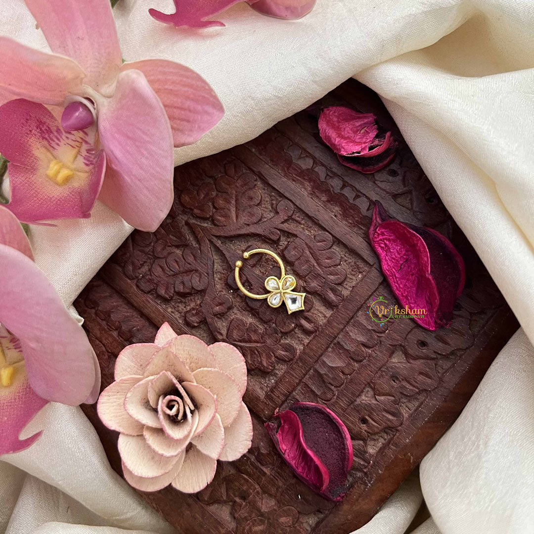 Vriksham Royal Polki Gold-Toned Kundan Jadau With White Septum Ring-J3916