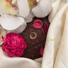 Vriksham Peacock Feather Gold-Plated Flower Style Septum Ring- Red-G21470