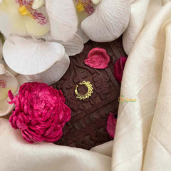 Vriksham Peacock Feather Gold-Plated Flower Style Septum Ring- Red-G21470