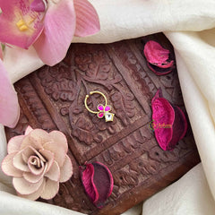 Vriksham Royal Polki Gold-Toned Kundan Jadau With White Red Septum Ring-J3915