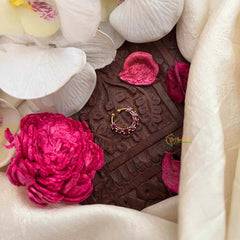 Vriksham  Square 7 Dot Gold-Plated Flower Style Septum Ring-Red-G21475