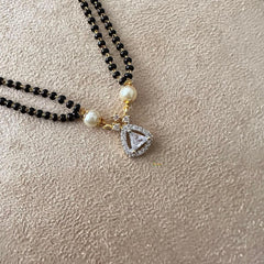 AD Stone Pendant Mangalsutra Chain-Triangle-G12742