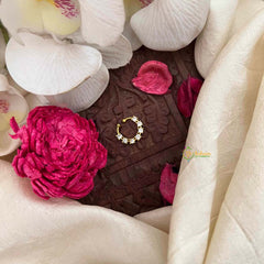 Vriksham  Square 7 Dot Gold-Plated Flower Style Septum Ring-White-G21472