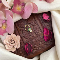 Vriksham Royal Polki Gold-Toned Kundan Jadau With Green White Septum Ring-J3913