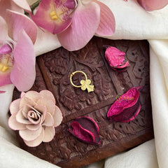 Vriksham Royal Polki Gold-Toned Kundan Jadau With Green White Septum Ring-J3913