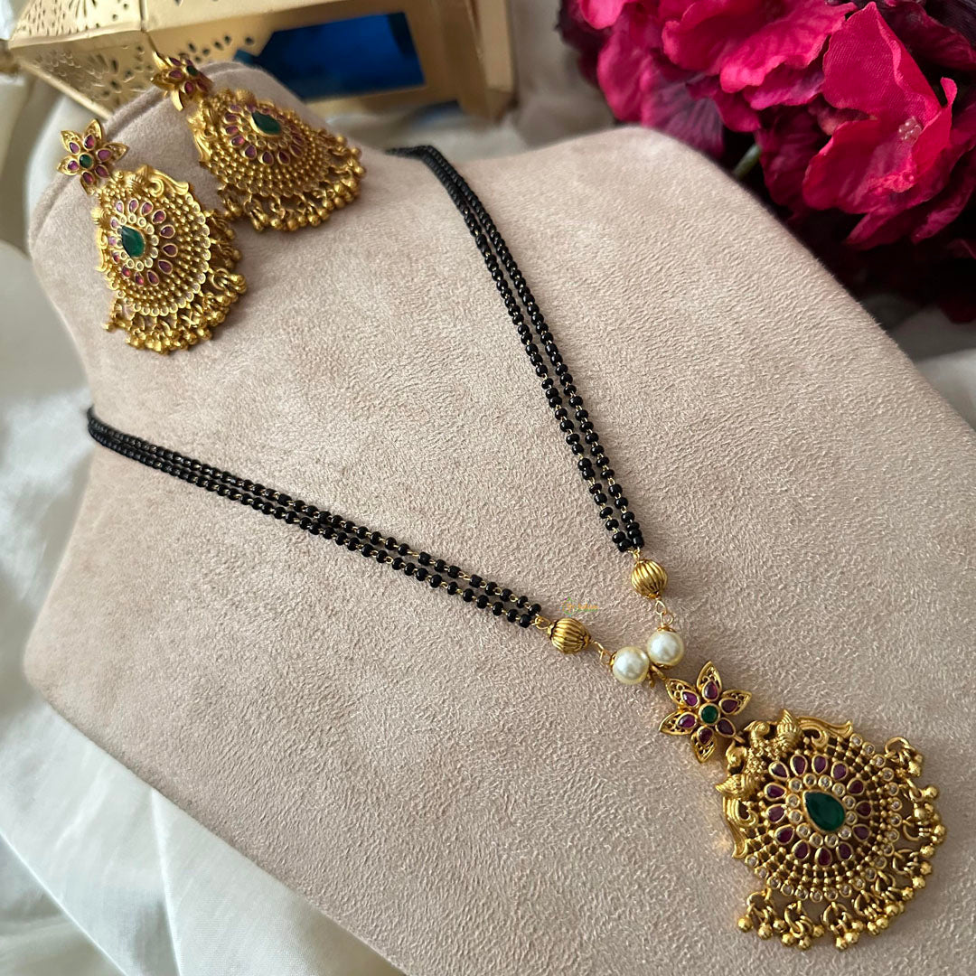 Premium Mangalsutra Chain with Pendant-Golden Pearls-G12730