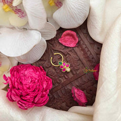 Vriksham Indian Ethnic Style Green Red & White Kundan Jadau Septum Ring-J4077