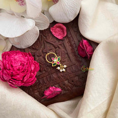 Vriksham  Elegant Lotus Style Green Red & White Reversible Kundan Jadau Septum Ring-J4081