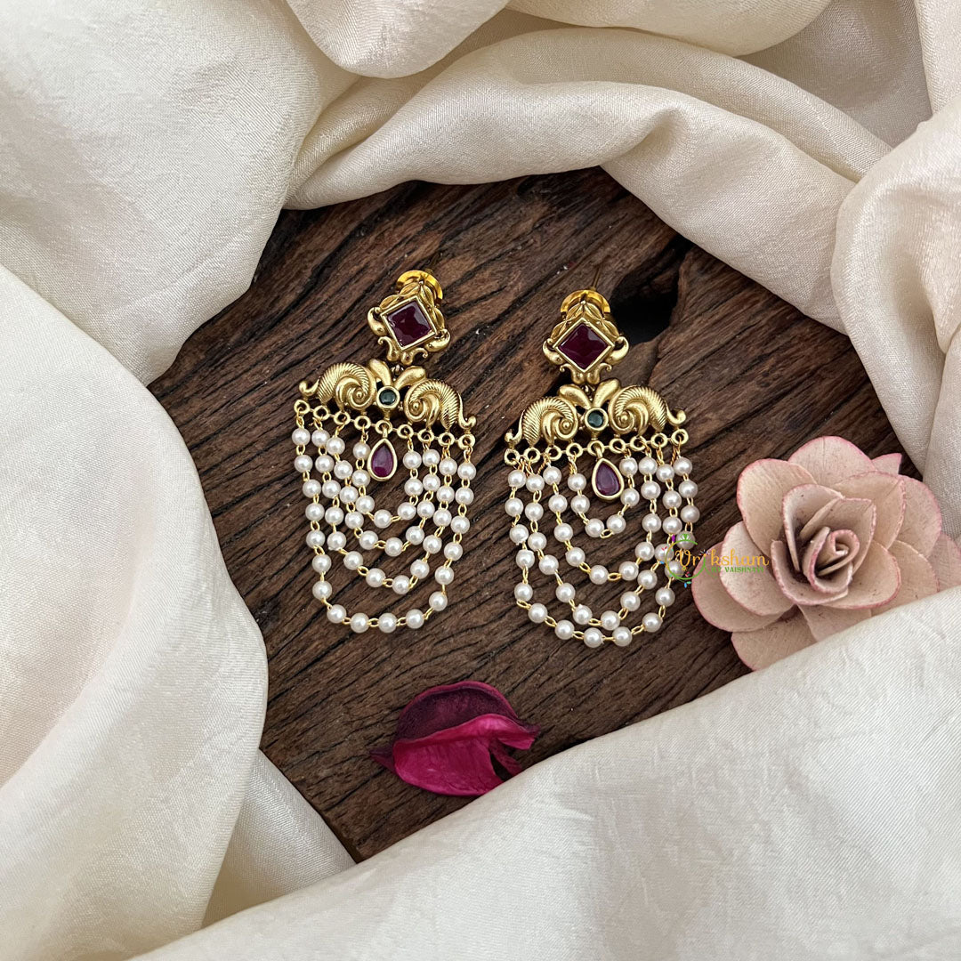 Vriksham Designer 4 Layer Pearl Jhumkas Earrings-G19204