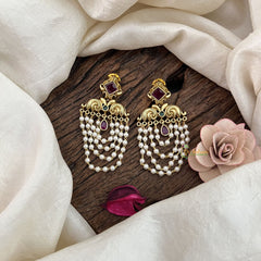 Vriksham Designer 4 Layer Pearl Jhumkas Earrings-G19204