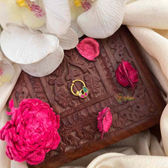 Vriksham Timeless elegance Style Green Red & White Kundan Jadau Septum Ring-J4083