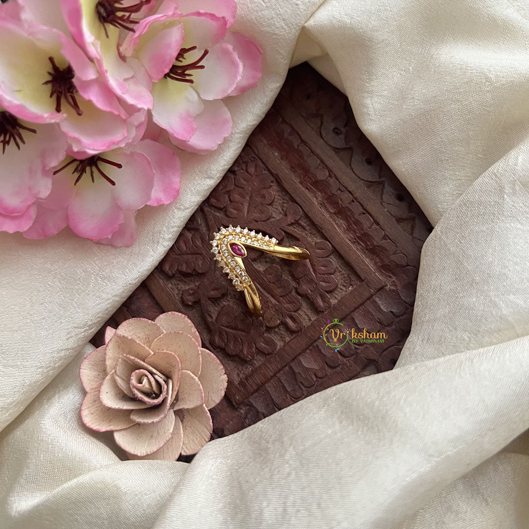 Vriksham Gold Look Alike Antique AD Stone Vangi Finger Ring-G20054