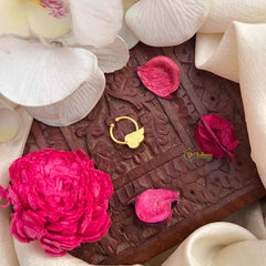 Vriksham Leaf Style Green Red Kundan Jadau Septum Ring-J4088