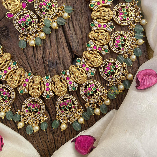 Vriksham Lakshmi with Coin Lotus Jadau Kundan Neckpiece-J2587