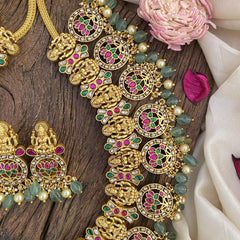 Vriksham Lakshmi with Coin Lotus Jadau Kundan Neckpiece-J2587