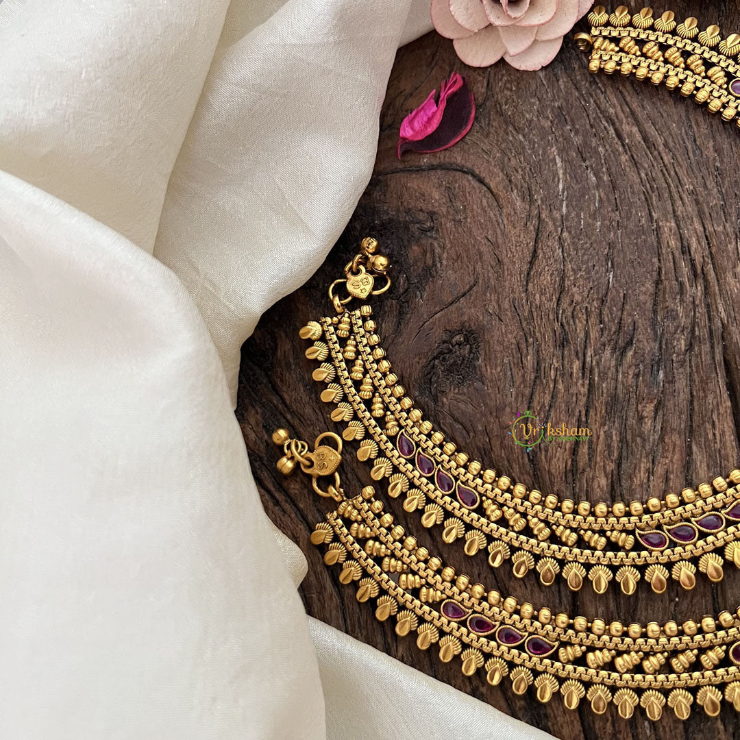 Vriksham Designer Gold Look Alike Floral Bridal Anklets-G19080