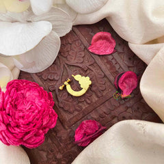 Vriksham Antique Floral Red Green & White Reversible Kundan Jadau Press Naths/Nose Pin-J4100