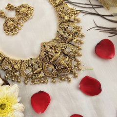 Vriksham Designer Nakshi Bridal Temple Long Haram-Gold Bead-G19139