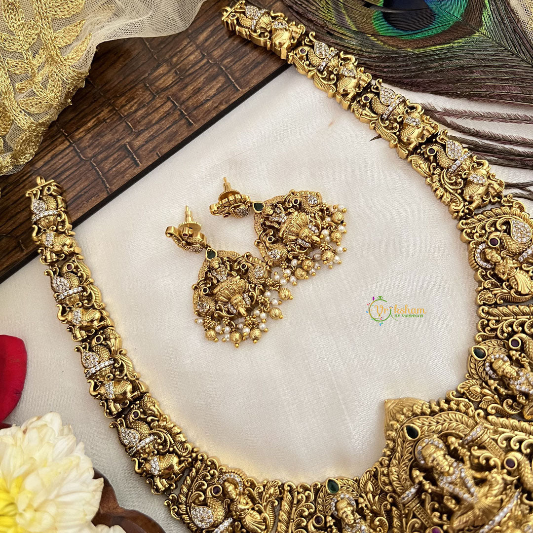 Vriksham Designer Nakshi Bridal Temple Long Haram-Gold Bead-G19139