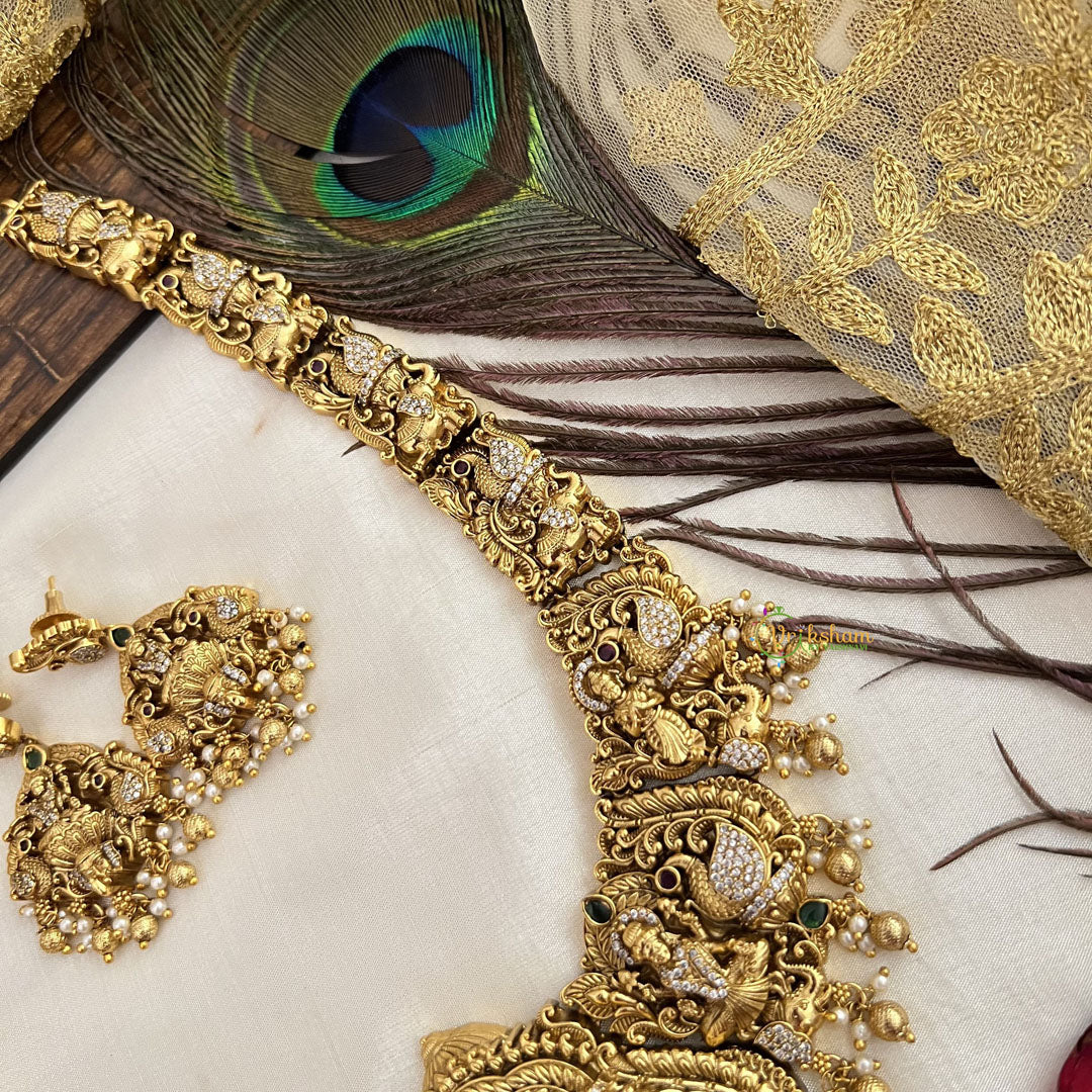Vriksham Designer Nakshi Bridal Temple Long Haram-Gold Bead-G19139
