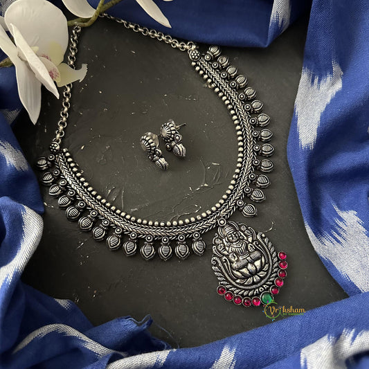 Premium Silver Alike Lakshmi Neckpiece-S786