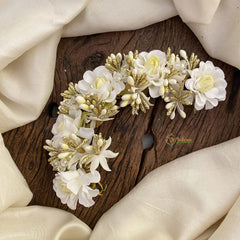 Vriksham White Floral With Beads Veni-Flower Accessory-H866